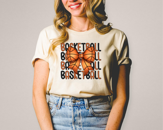 Basketball Stacked with Bow DTF TRANSFER