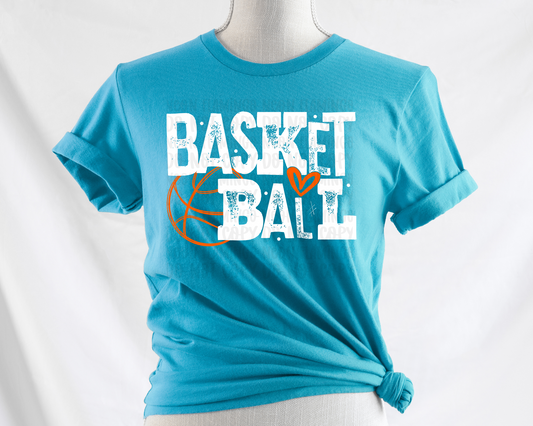 Basketball White orange heart