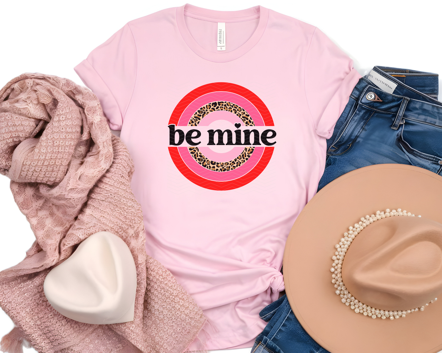 Be Mine Leopard Rainbow Circle DTF TRANSFER