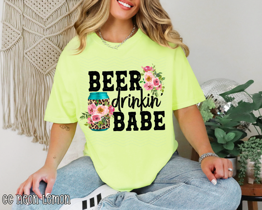 Beer Drinkin Babe Leopard Pink DTF TRANSFER