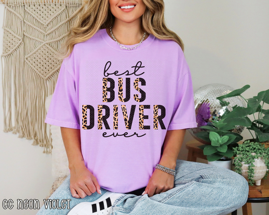 Best Bus Driver Ever Half Leopard Pastel DTF TRANSFER