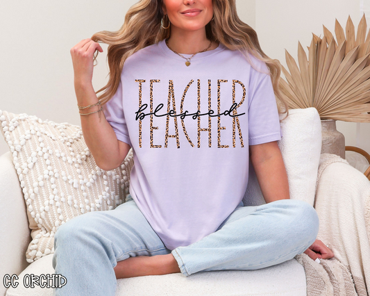 Blessed Teacher Skinny Leopard DTF TRANSFER
