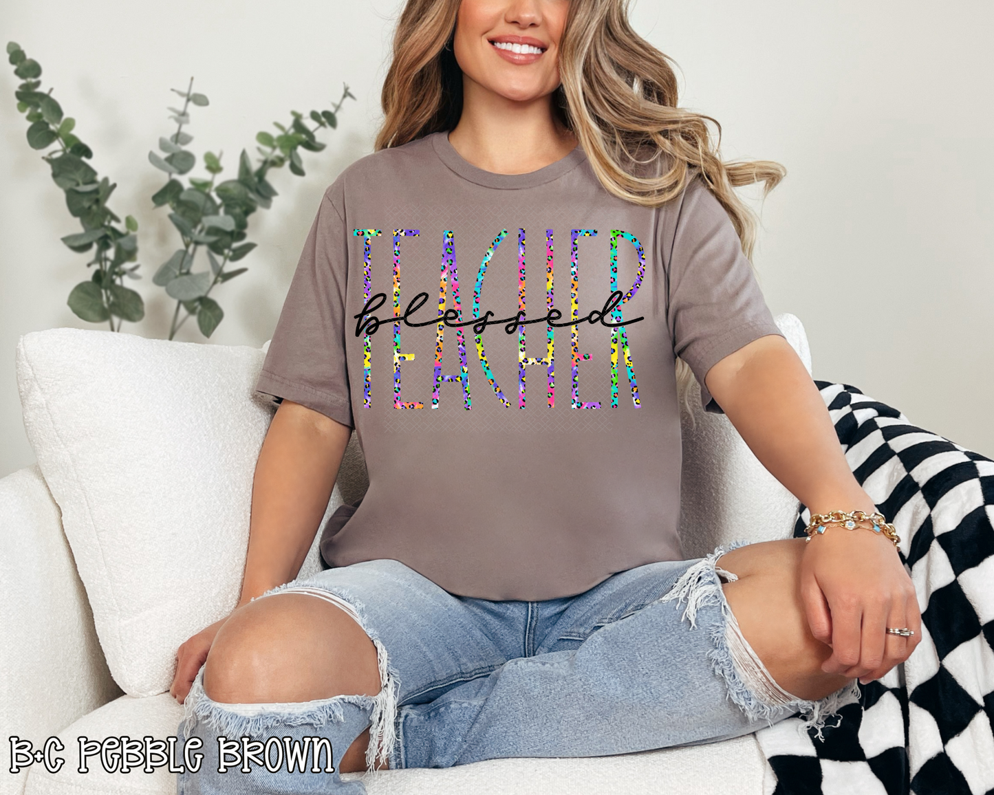 Blessed Teacher Skinny Tie-Dye Leopard DTF TRANSFER