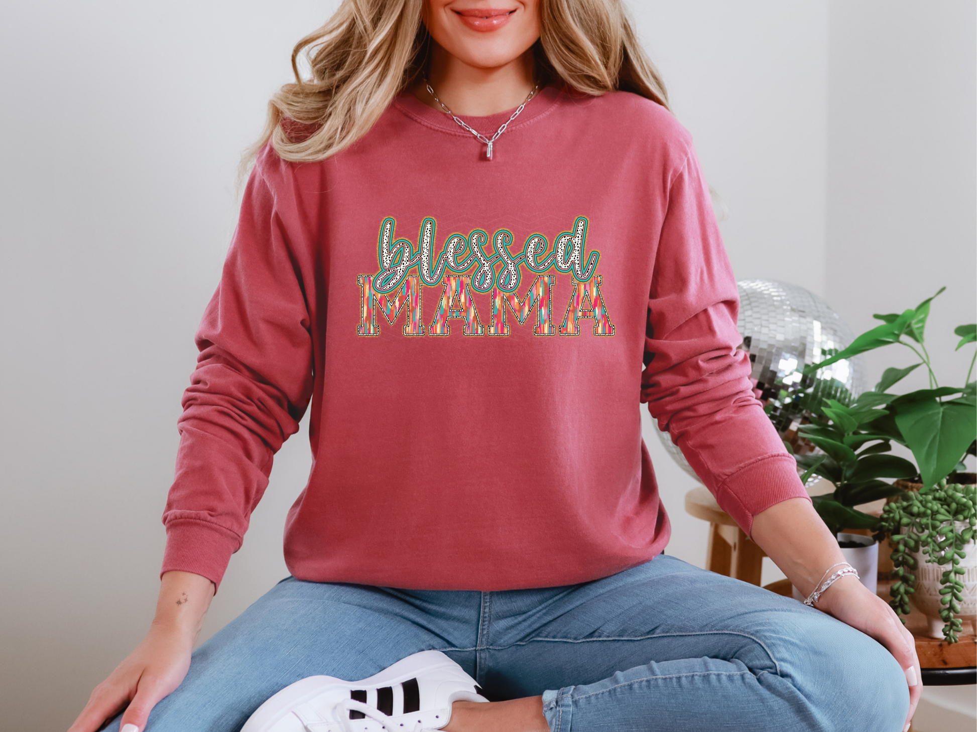 Blessed Mama Brushstroke Dots DTF TRANSFER