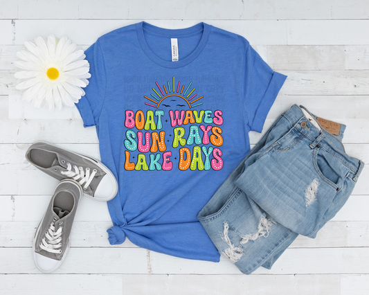 Boat Waves Sun Rays Lake Days Dot