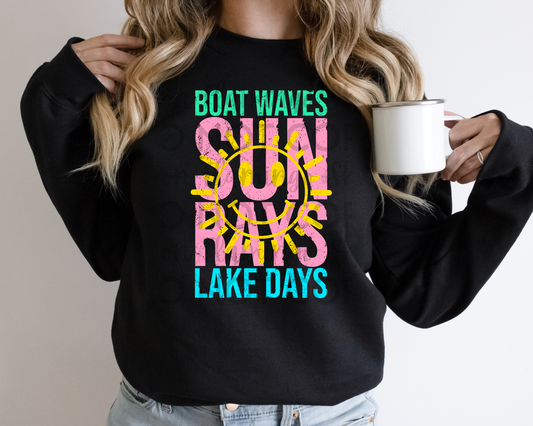 Boat Waves Sun Rays Lake Days color