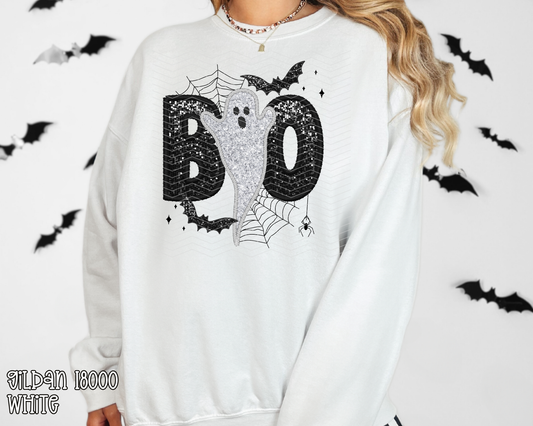 Boo Ghost Glitter Faux Embroidery DTF TRANSFER
