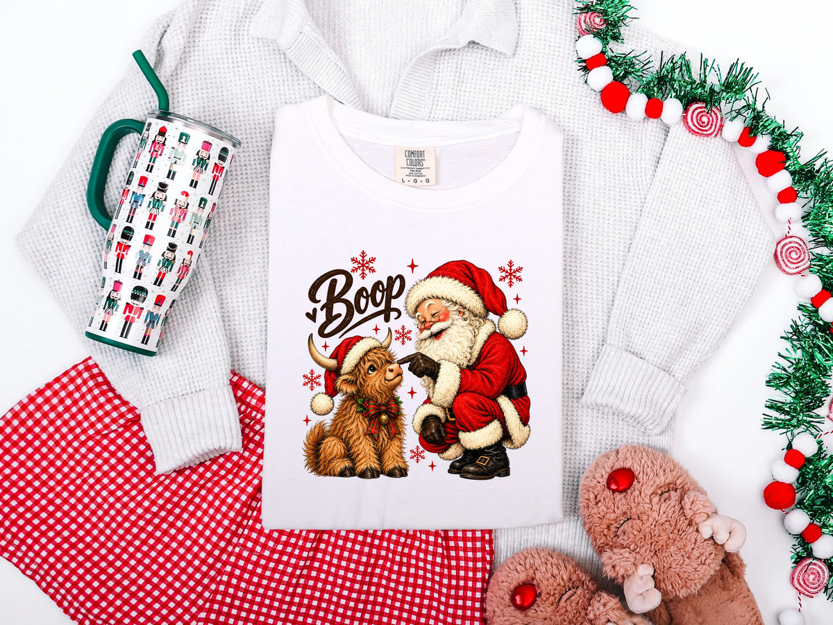 Boop Santa Cow Rhinestone DTF TRANSFER