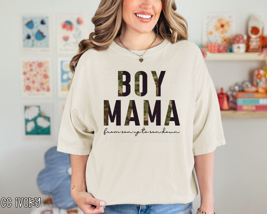 Boy Mama From Son Up to Son Down half camo DTF TRANSFER