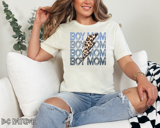 Boy Mom Stacked Leopard Lightning