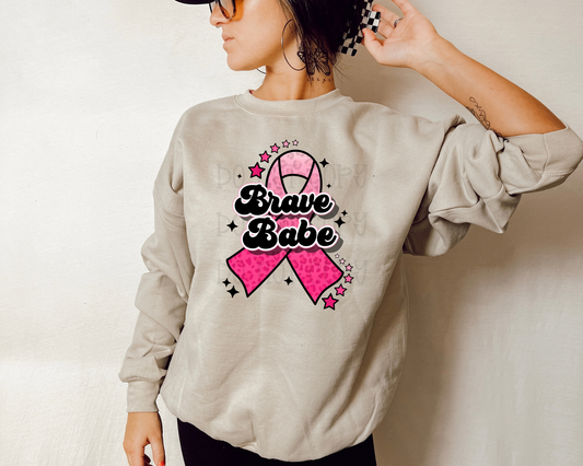 Brave Babe Pink Ribbon DTF TRANSFER