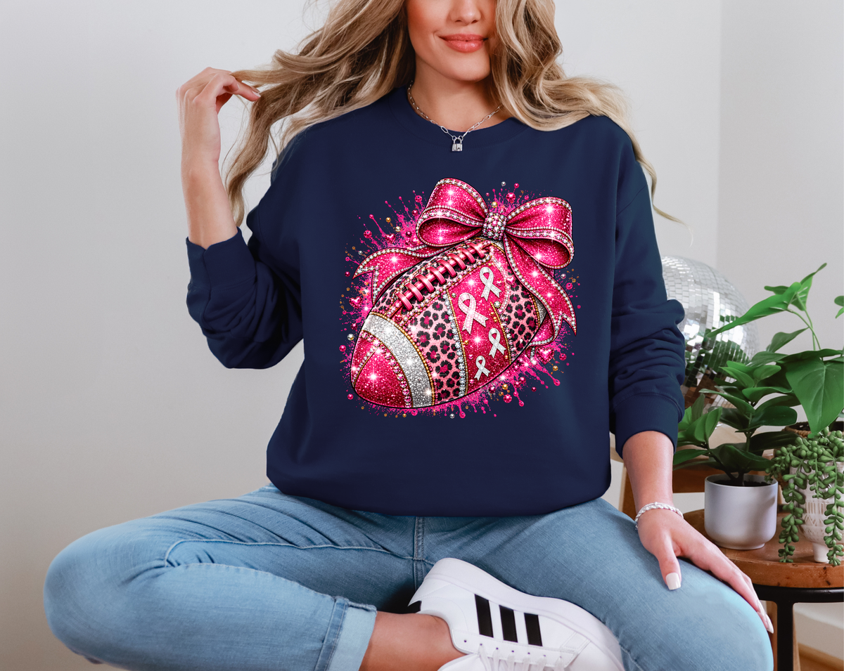 Breast Cancer Awareness Football Rhinestone DTF TRANSFER