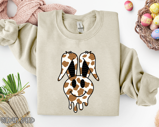 Brown Cow Print Melting Bunny