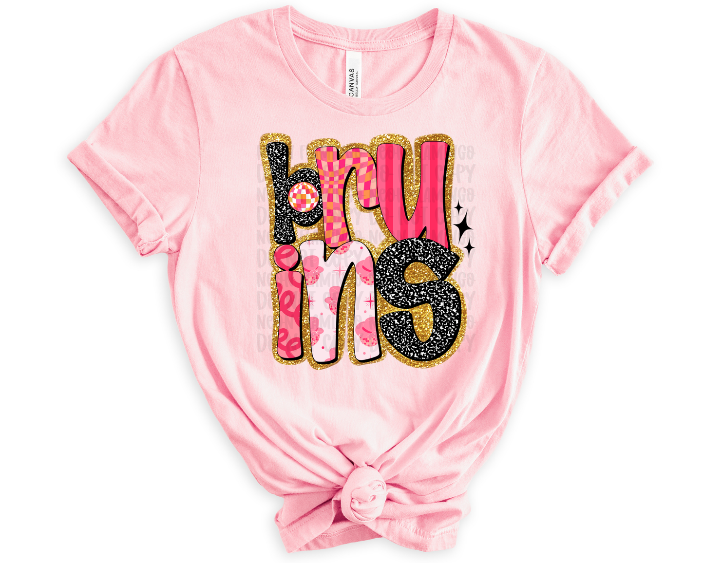 Bruins Pink Retro Glitter DTF TRANSFER