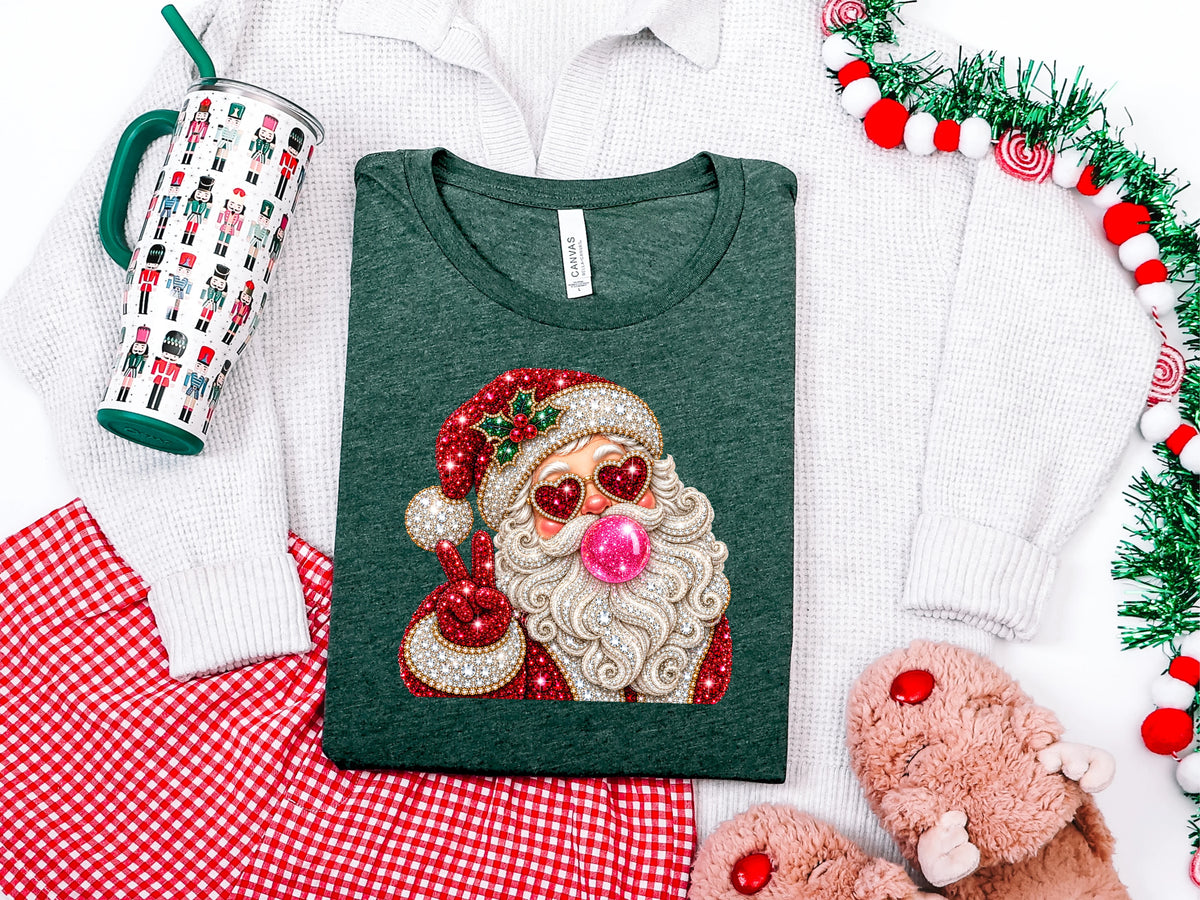 Bubblegum Santa Rhinestone DTF TRANSFER