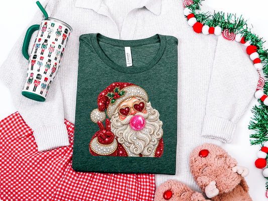 Bubblegum Santa Rhinestone DTF TRANSFER