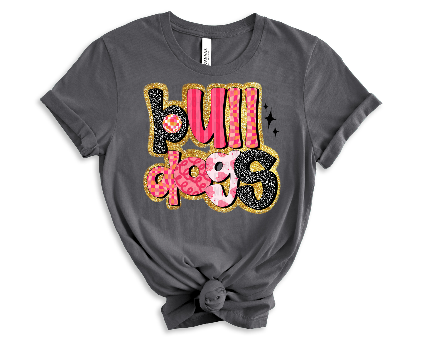 Bulldogs Pink Retro Glitter DTF TRANSFER