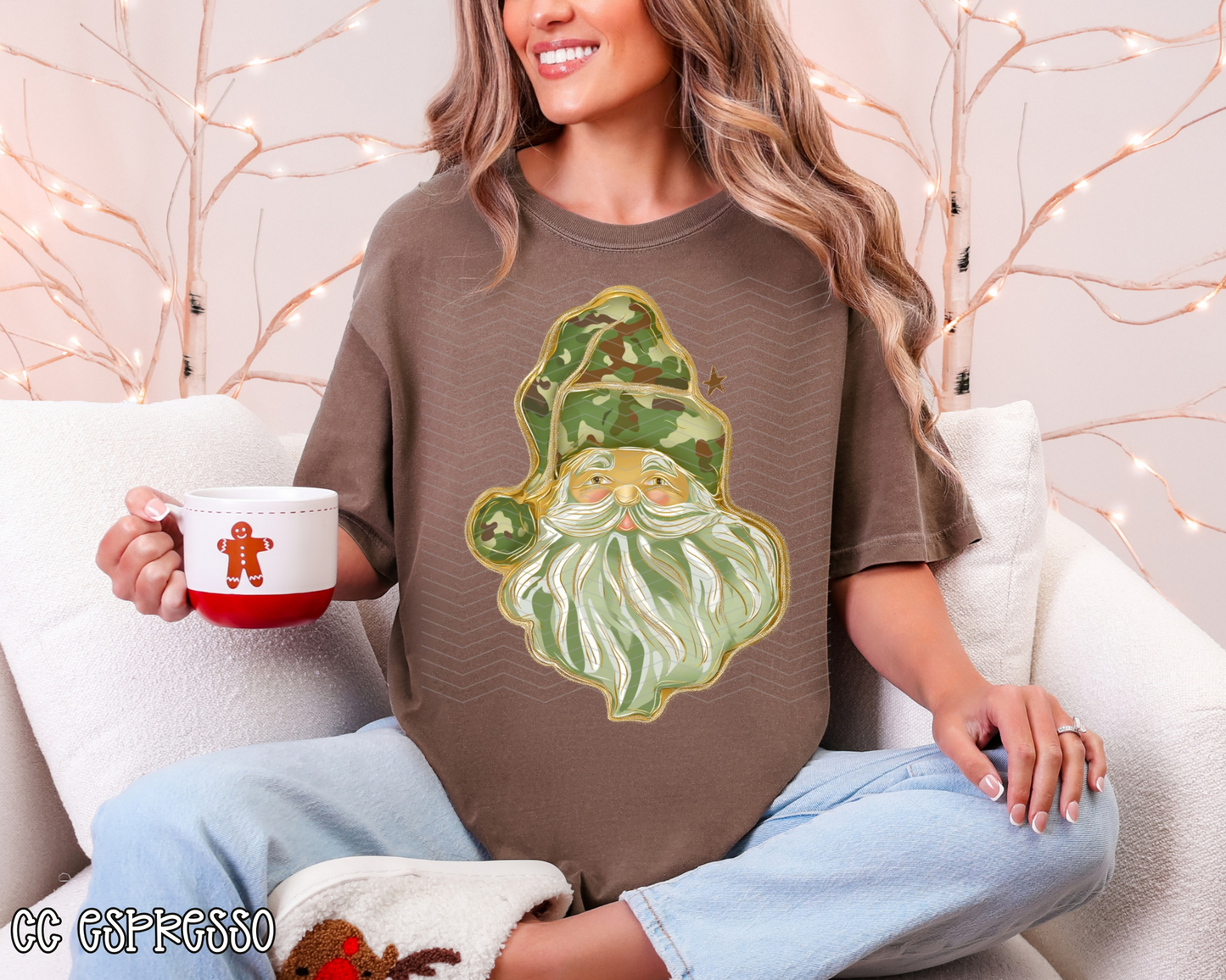 Camo Watercolor Santa DTF TRANSFER