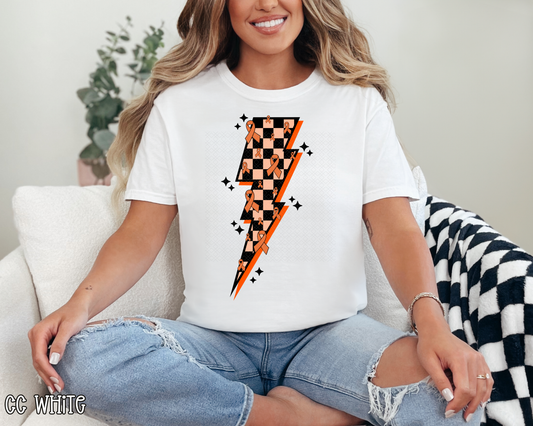 Cancer Ribbon Lightning Bolt Orange DTF TRANSFER