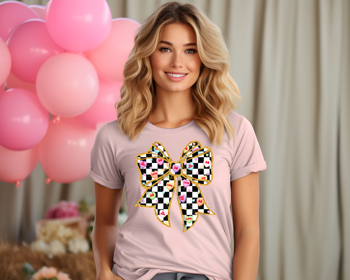 Candy Heart Coquette Bow DTF TRANSFER