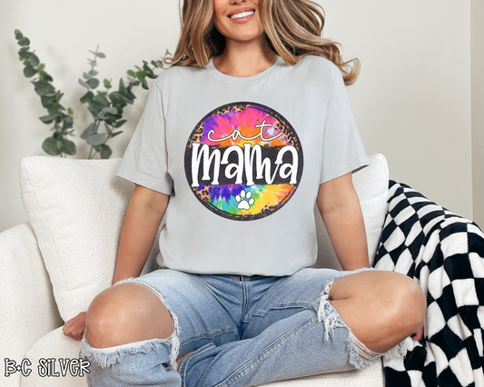 Cat Mama Leopard Tie-Dye Circle