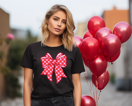 Checkered Heart Coquette Bow