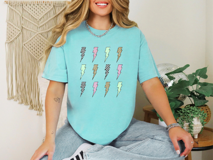 Checkered Lightning Bolt Grunge DTF TRANSFER
