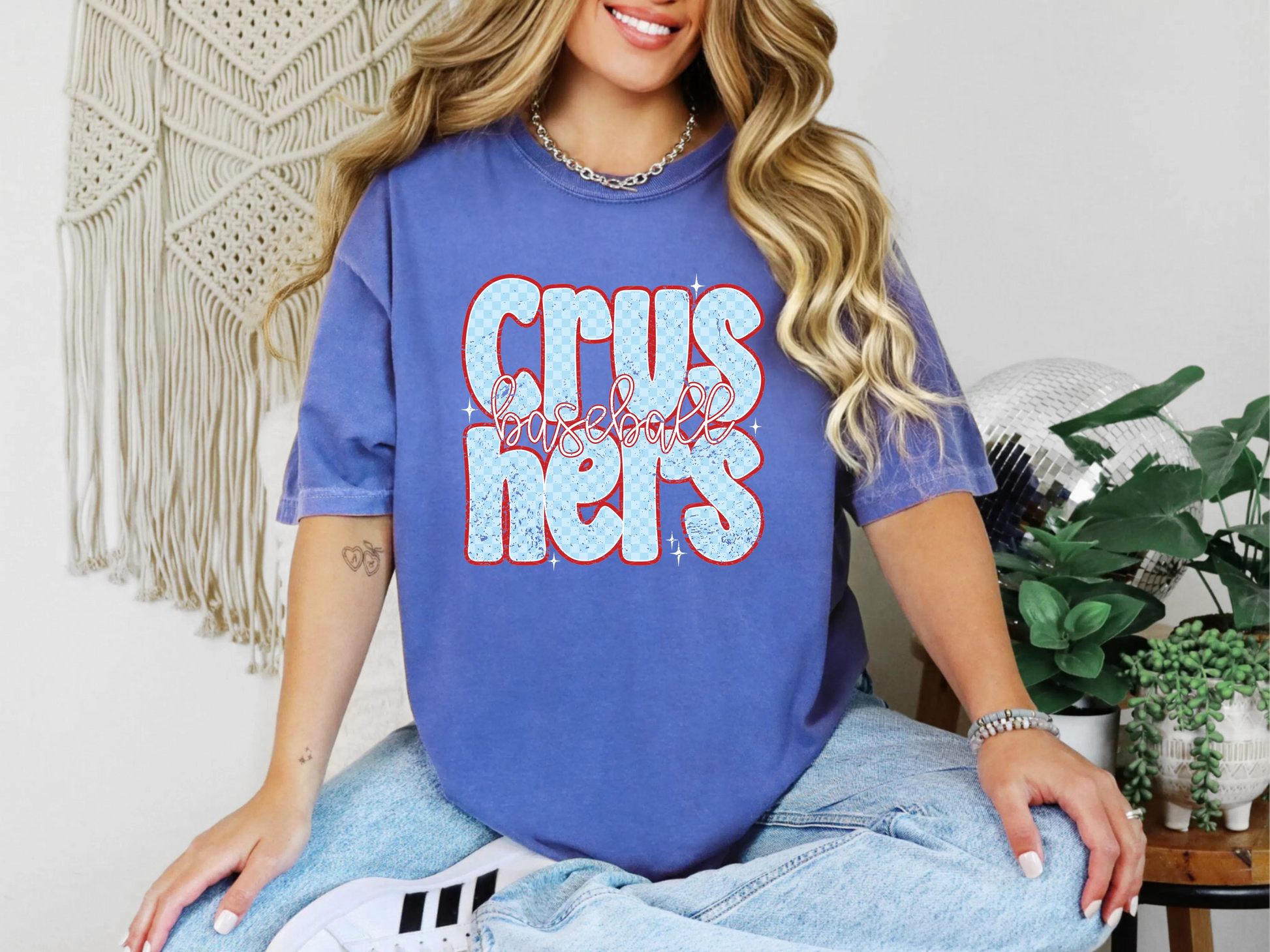 Checkered Retro - Crushers Baseball DTF TRANSFER