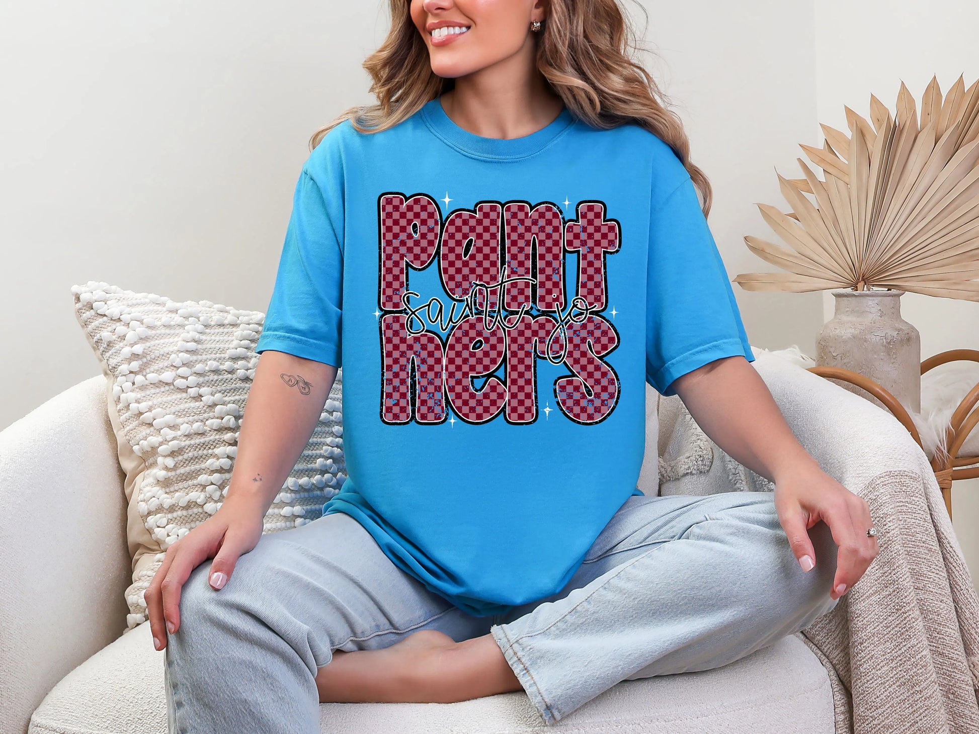 Checkered Retro - Saint Jo Panthers DTF TRANSFER