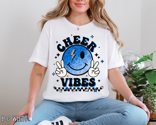 Cheer Vibes Smiley Blue Peace DTF TRANSFER