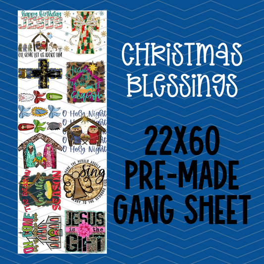 Christmas Blessings Pre-Made Gang Sheet - 22x60
