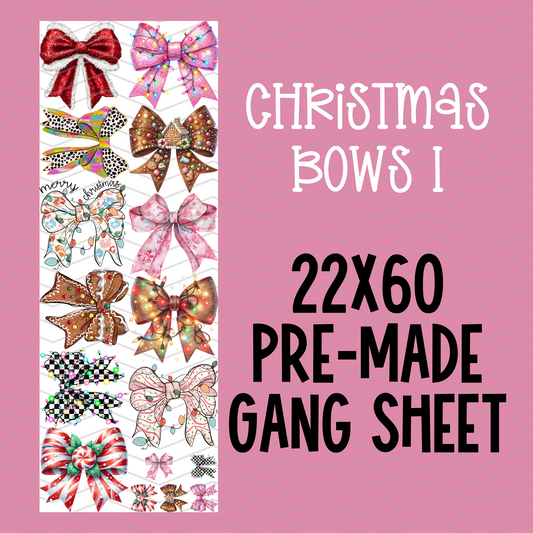 Christmas Bows 1 Pre-Made Gang Sheet - 22x60