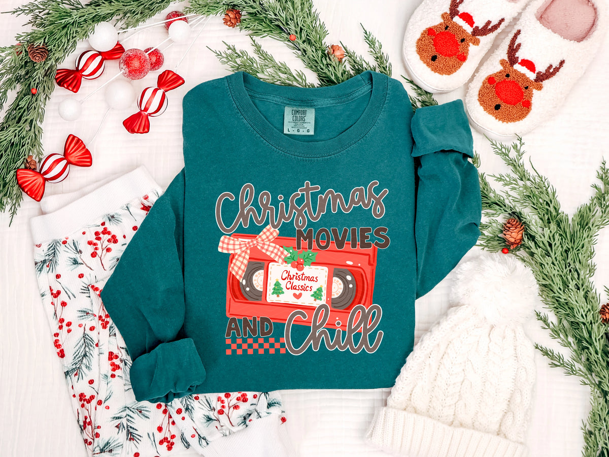 Christmas Movies And Chill VHS DTF TRANSFER