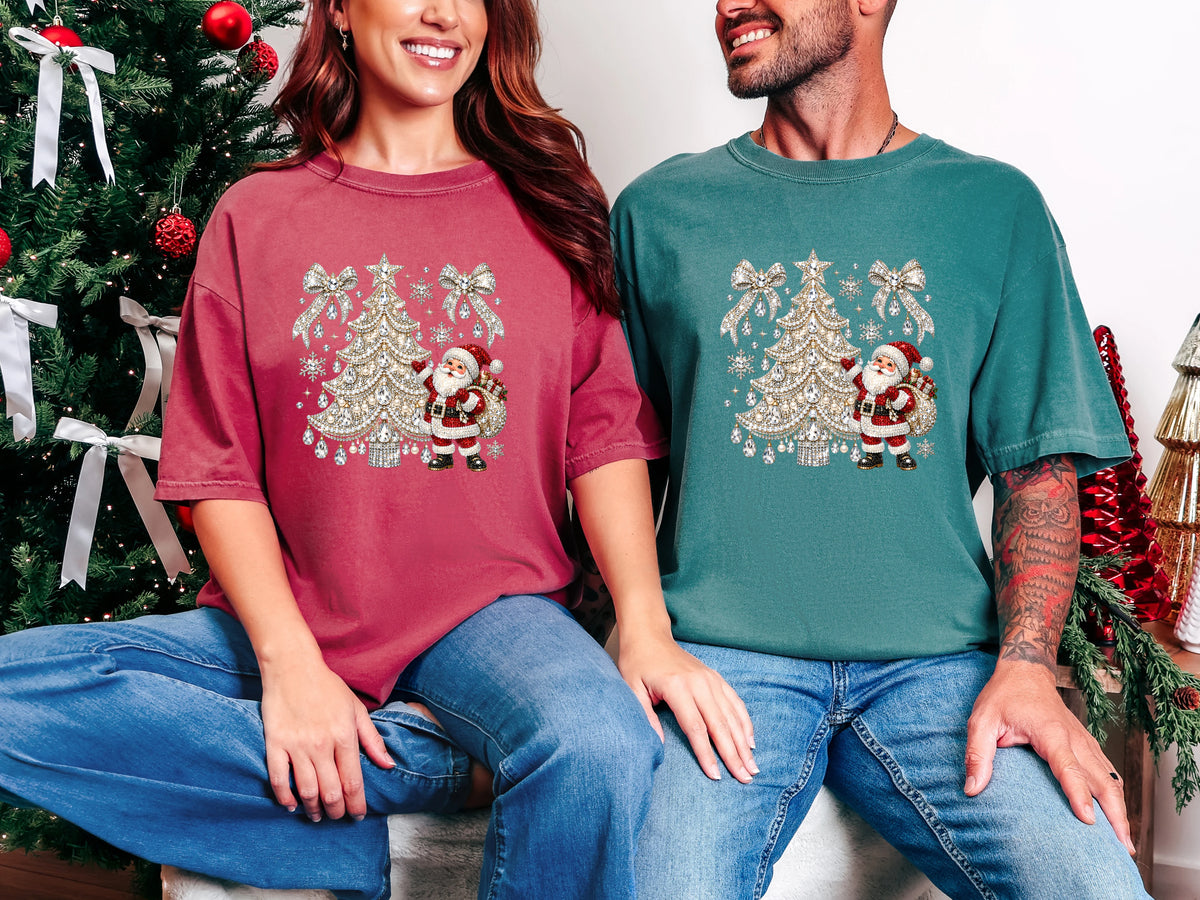 Christmas Tre Santa Rhinestone DTF TRANSFER