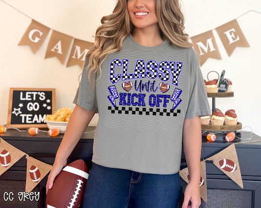 Classy Until Kickoff Checkered Glitter | 8 Colors | DTF TRANSFER