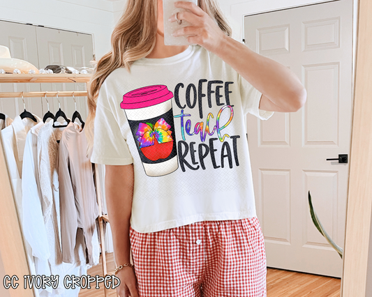 Coffee Teach Repeat Tie-Dye DTF TRANSFER