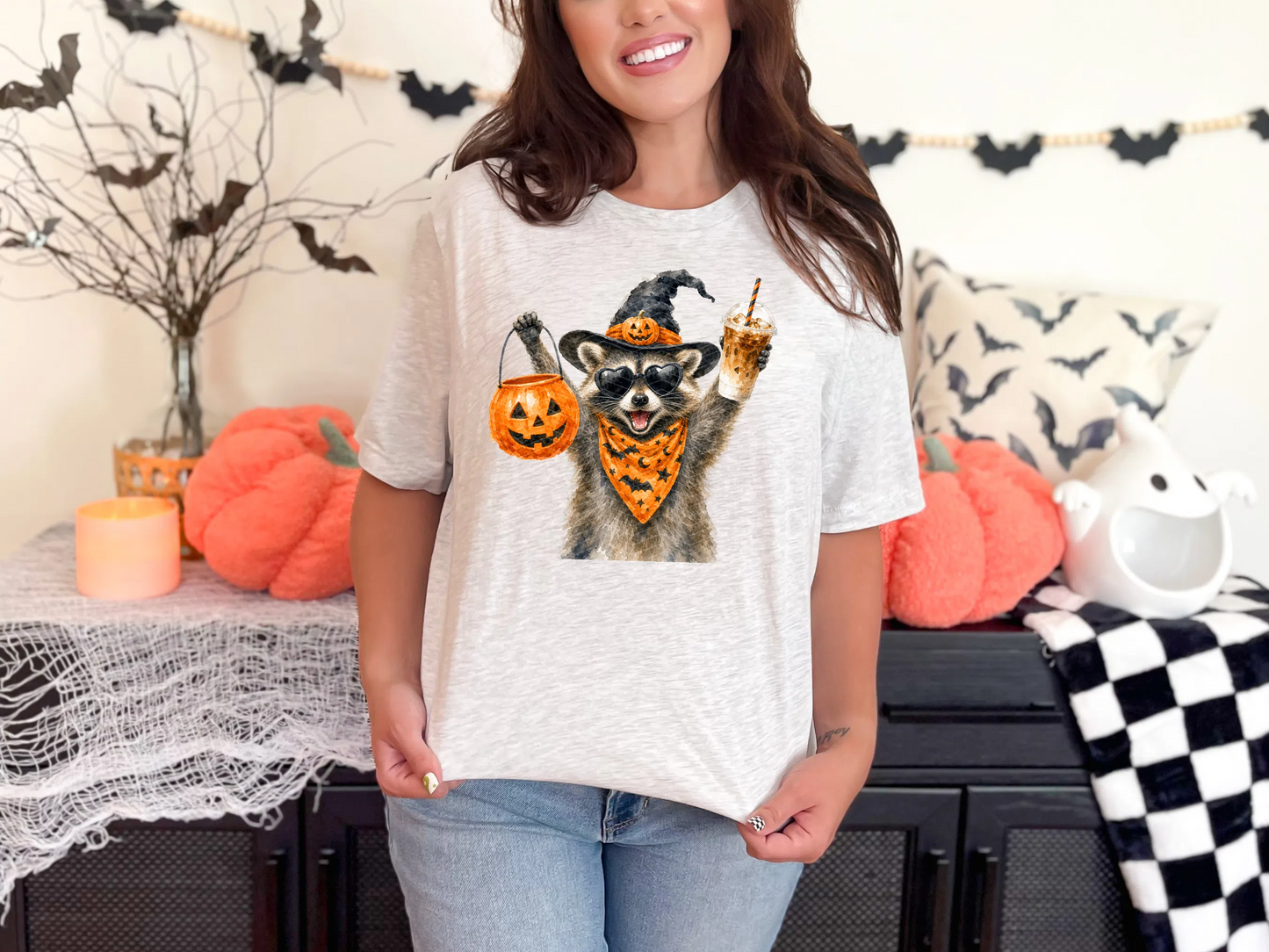 Coffee Halloween Racoon DTF TRANSFER