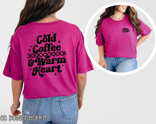 Cold Coffee & Warm Heart back + pocket DTF TRANSFER