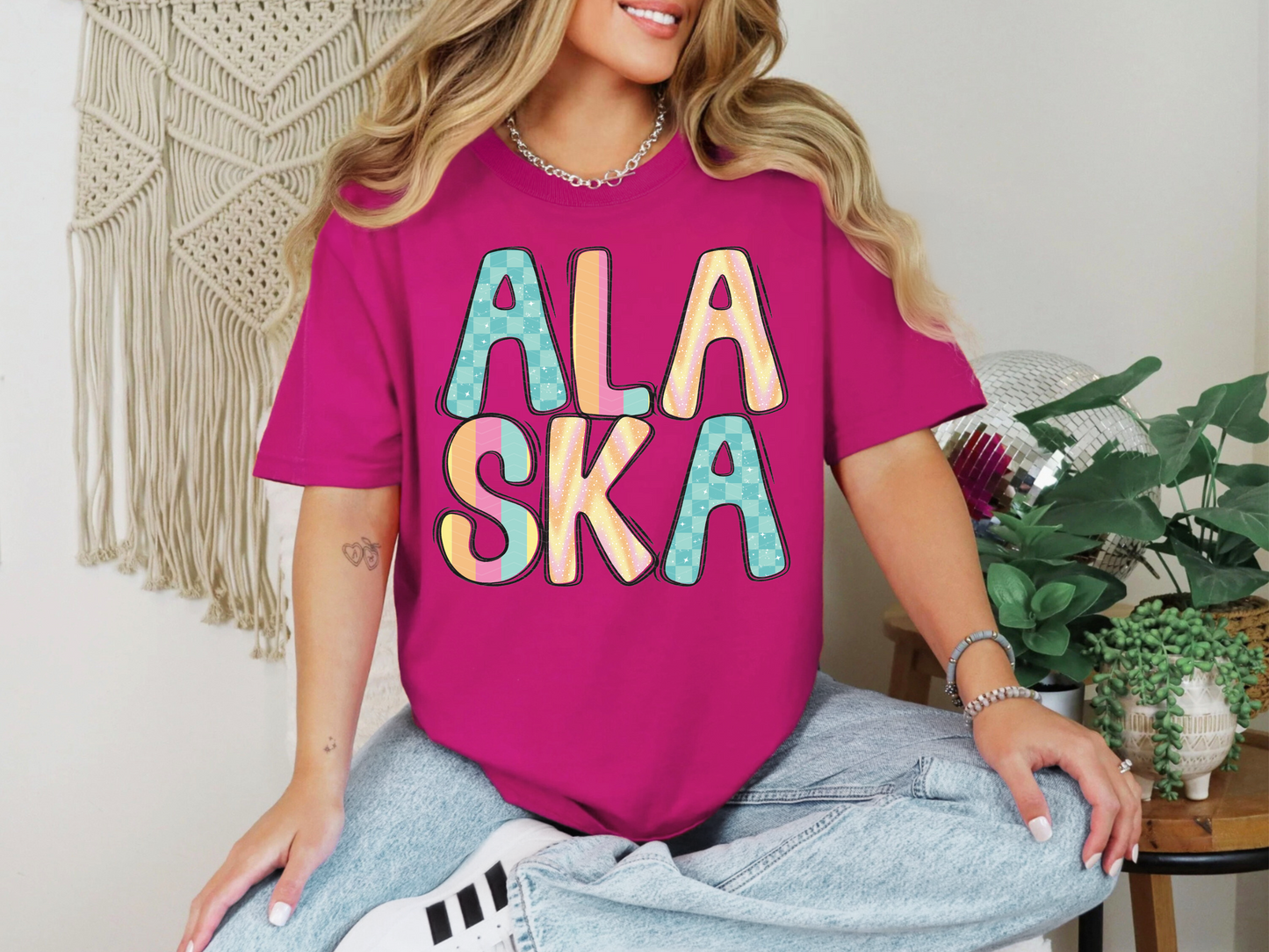 Colorful State Name ALASKA DTF TRANSFER