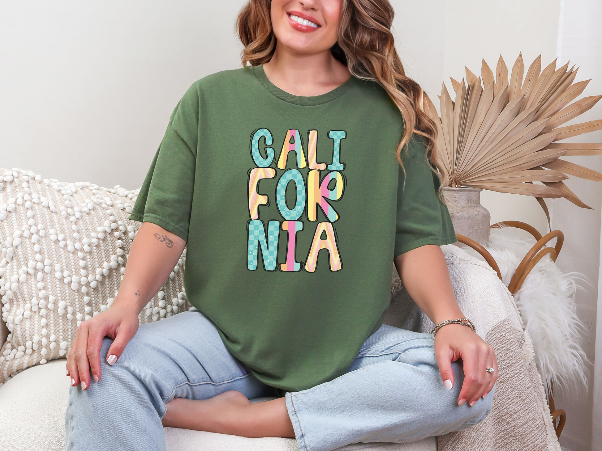 Colorful State Name CALIFORNIA DTF TRANSFER