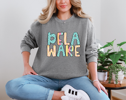 Colorful State Name DELAWARE DTF TRANSFER