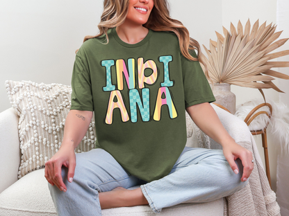 Colorful State Name INDIANA DTF TRANSFER