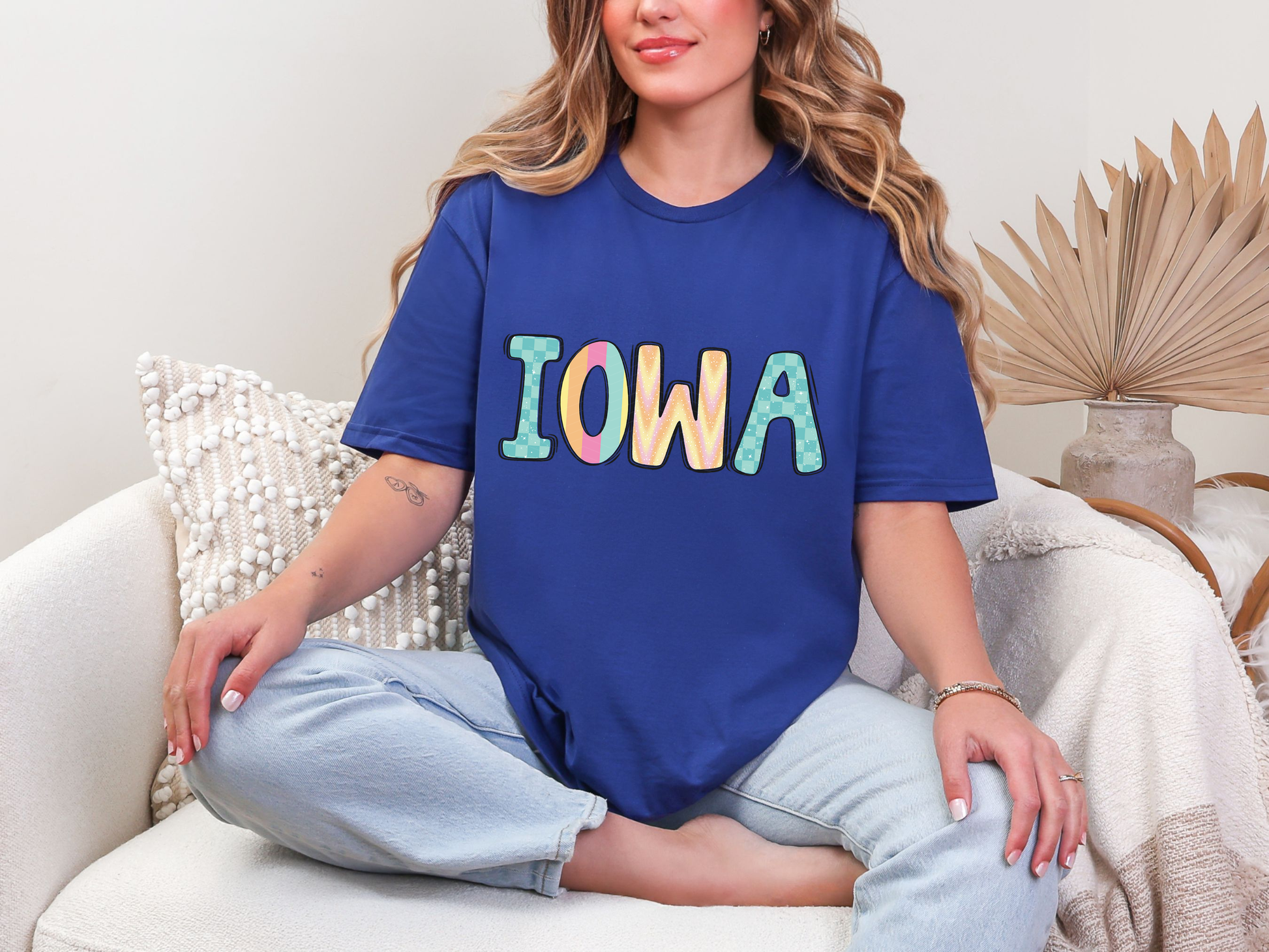 Colorful State Name IOWA DTF TRANSFER