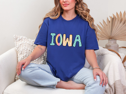 Colorful State Name IOWA DTF TRANSFER
