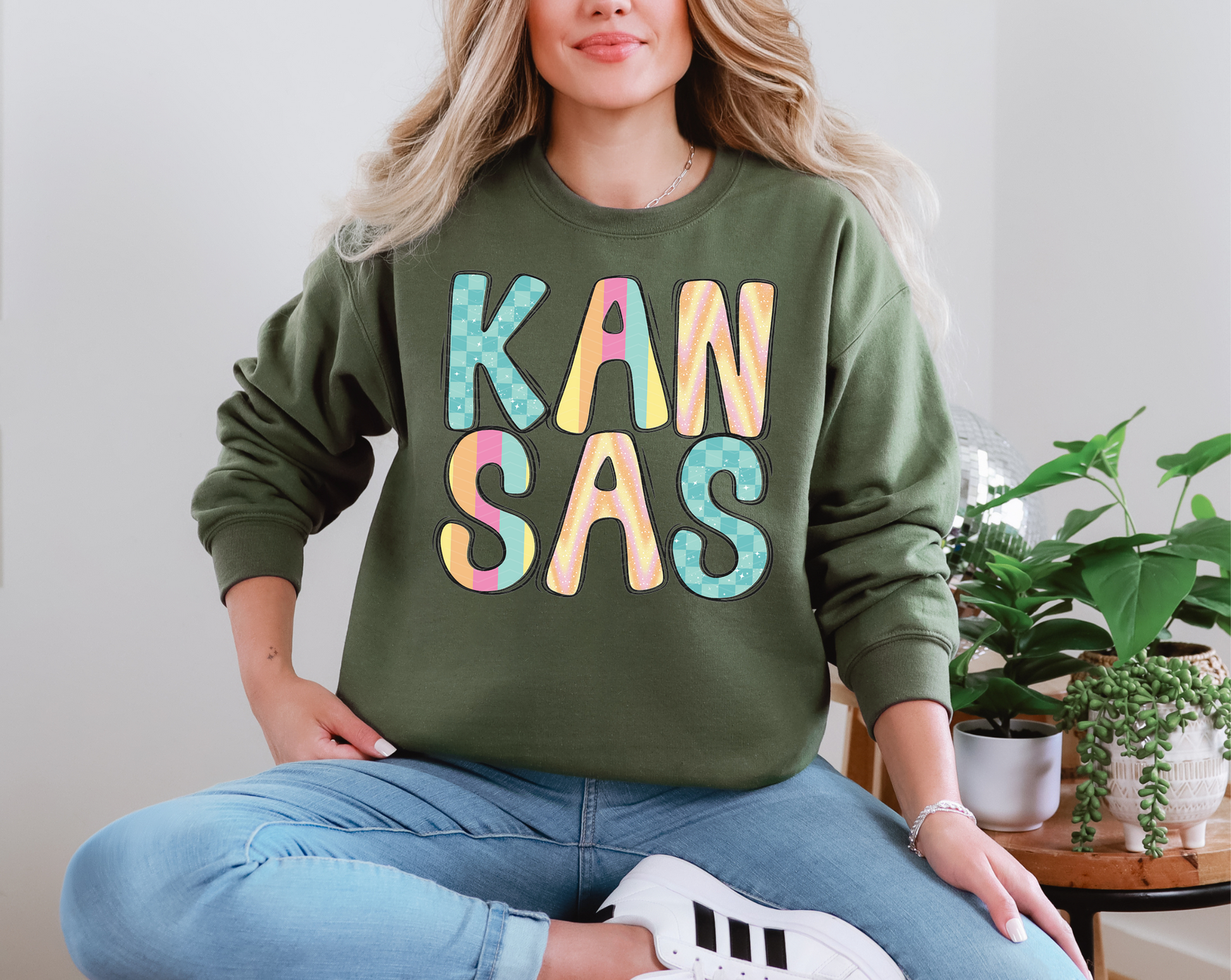 Colorful State Name KANSAS DTF TRANSFER