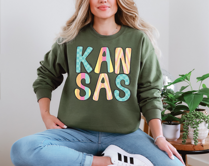 Colorful State Name KANSAS DTF TRANSFER