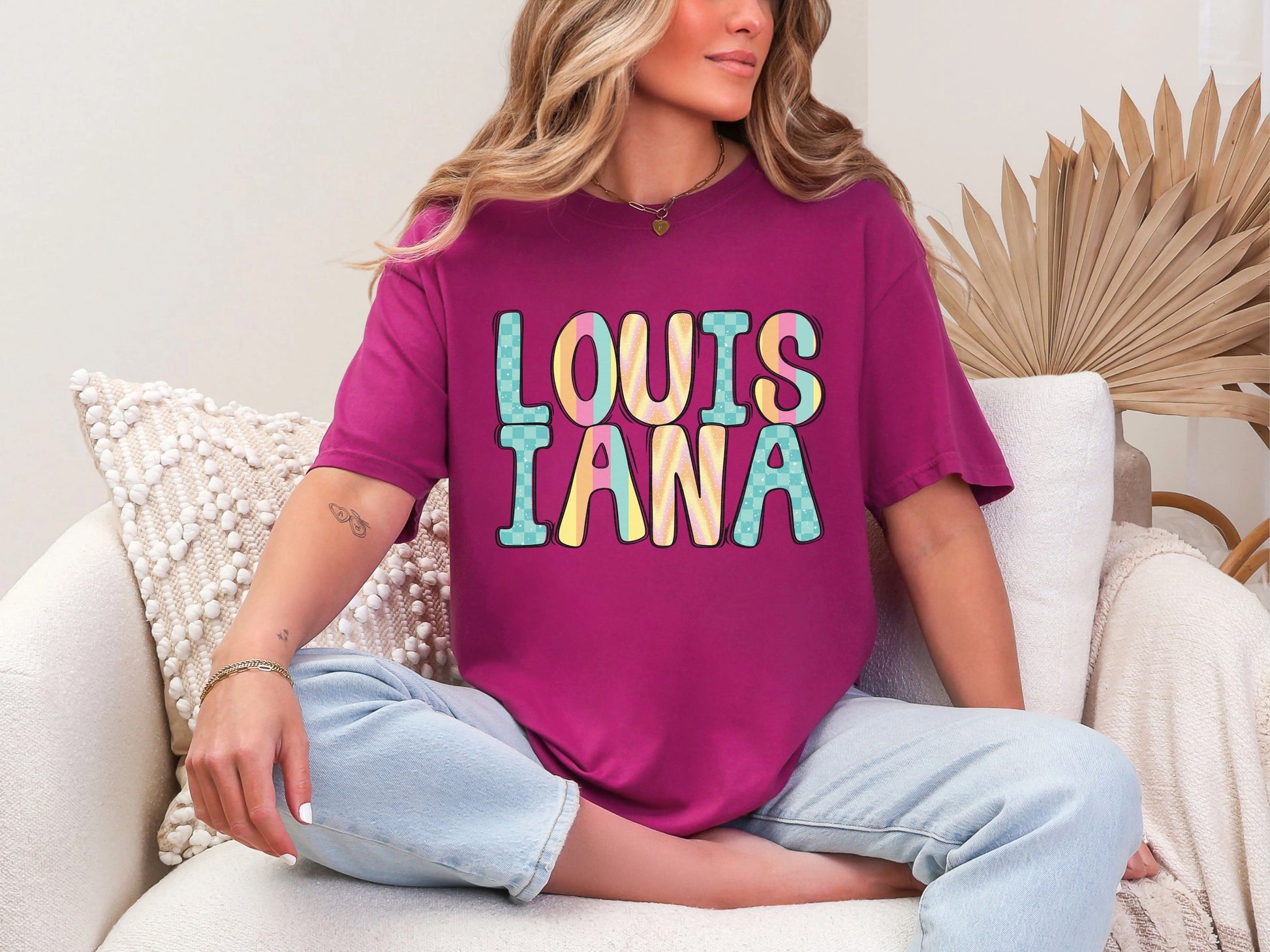 Colorful State Name LOUISIANA DTF TRANSFER