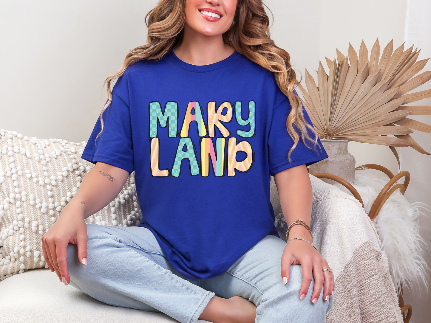 Colorful State Name MARYLAND DTF TRANSFER