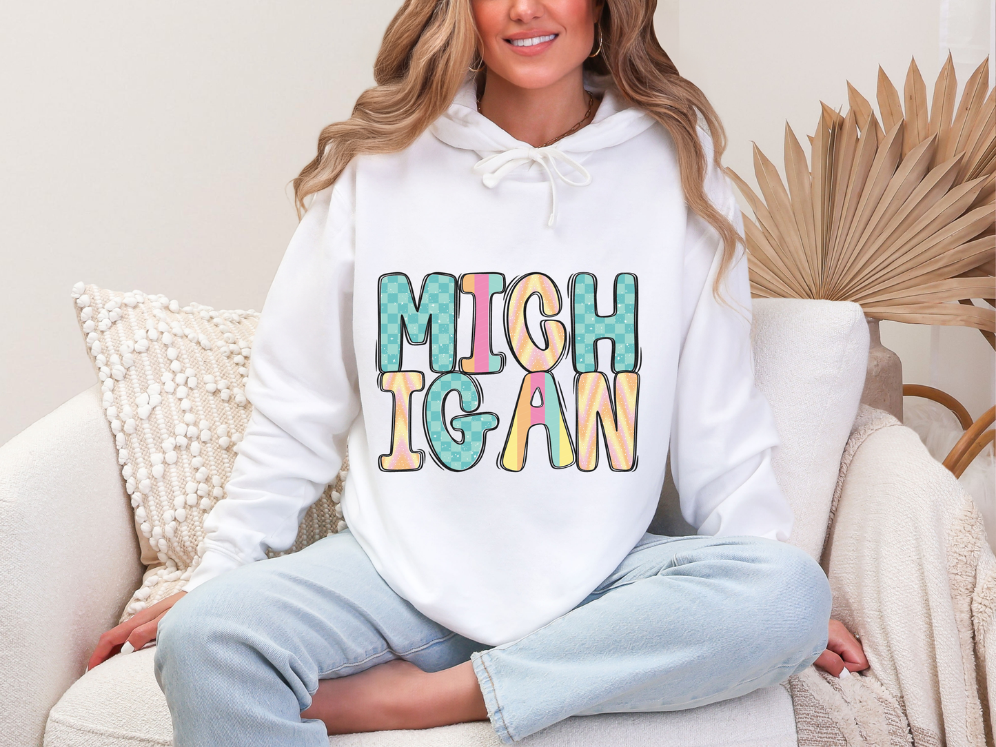 Colorful State Name MICHIGAN DTF TRANSFER