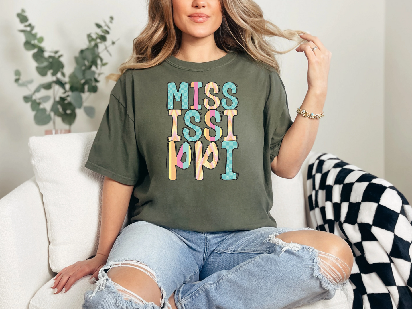 Colorful State Name MISSISSIPPI DTF TRANSFER